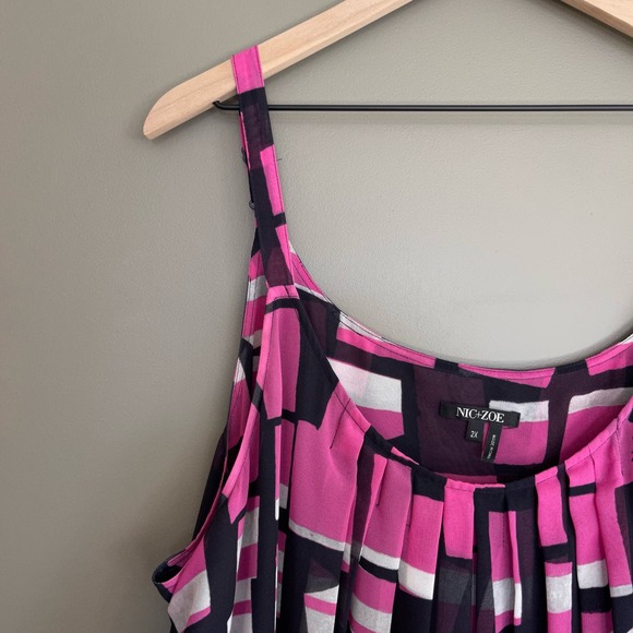 Nic + Zoe Block Party Dress Maxi Midi Pink Black Grey Geometric Print Flowy 2X - Picture 8 of 16